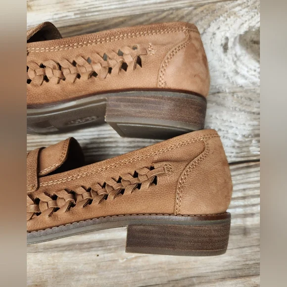 Earth Shoes Etella Tan Woven Leather Round Toe Loafers Size 8.5 - Picture 7 of 8